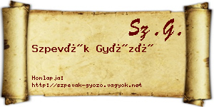 Szpevák Győző névjegykártya